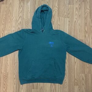 Stussy World Tour Hoodie Kids Size Medium Green